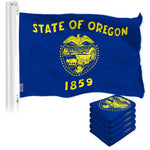 Load image into Gallery viewer, G128 5 Pack: Oregon OR State Flag  3x5 Ft  Double LiteWeave Pro Series Double Sided Printed 150D Polyester  Vibrant Colors, Brass Grommets, Thicker and More Durable Than 100D 75D Polyester, 2ply