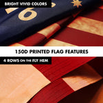 Load image into Gallery viewer, G128 Combo Pack: 6 Ft Tangle Free Aluminum Spinning Flagpole (Black) &amp; Bennington 76 TeaStained Flag 3x5 Ft, LiteWeave Pro Series Printed 300D Polyester  Pole with Flag Included