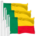 Load image into Gallery viewer, G128 3 Pack: Benin Beninese Flag  3x5 Ft  LiteWeave Pro Series Printed 150D Polyester  Country Flag, Indoor/Outdoor, Vibrant Colors, Brass Grommets, Thicker and More Durable Than 100D 75D Poly