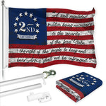 Load image into Gallery viewer, G128 Combo Pack: 6 Ft Tangle Free Aluminum Spinning Flagpole (Silver) &amp; 2nd Amendment American Flag 3x5 Ft, LiteWeave Pro Series Printed 150D Polyester  Pole with Flag Included