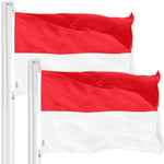 Load image into Gallery viewer, G128 2 Pack: Indonesia Indonesian Flag  3x5 Ft  Printed 150D Polyester  Indoor/Outdoor, Vibrant Colors, Brass Grommets, Quality Polyester, Much Thicker More Durable Than 100D 75D Polyester