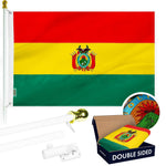 Load image into Gallery viewer, G128 Combo Pack: 6 Ft Tangle Free Aluminum Spinning Flagpole (White) &amp; Bolivia Flag 3x5 Ft, Double ToughWeave Series Double Sided Embroidered 210D Polyester  Pole with Flag Included