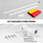 Load image into Gallery viewer, G128 Combo Pack: 6 Feet Tangle Free Spinning Flagpole (White) Belgium Belgian Flag 3x5 ft Printed 150D Brass Grommets (Flag Included) Aluminum Flag Pole