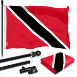 Load image into Gallery viewer, G128 Combo Pack: 6 Ft Tangle Free Aluminum Spinning Flagpole (Black) &amp; Trinidad and Tobago Flag 3x5 Ft, LiteWeave Pro Series Printed 150D Polyester  Pole with Flag Included