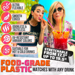 Load image into Gallery viewer, 200 Pcs Extra Long Straws Disposable   Flexible Long Plastic Straws Stretchable 17.1  19.5  for Tall Drinks &amp; Tumblers Easy to Bend for Different Shapes Neon Colors for Parties &amp; Special Occasions