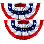 Load image into Gallery viewer, 2 Pack USA Pleated Fan Flag 1.5x3 Ft American USA Bunting Decoration 150D Canvas
