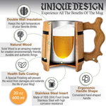Load image into Gallery viewer, Viking Beer Mug Tankard Norse Cup for Men Stainless Steel Mug 20 oz Oak Wood