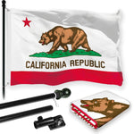 Load image into Gallery viewer, G128 Combo Pack: 6 Feet Tangle Free Spinning Flagpole (Black) California CA State Flag 3x5 ft Printed 150D Brass Grommets (Flag Included) Aluminum Flag Pole