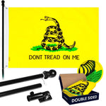 Load image into Gallery viewer, 5 Feet Tangle Free Spinning Flagpole (Black) Gadsden Flag Double Sided Brass Grommets Embroidered 2x3 ft (Flag Included) Aluminum Flag Pole