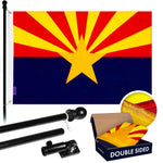 Load image into Gallery viewer, G128  6 Feet Tangle Free Spinning Flagpole (Black) Arizona Double Sided Brass Grommets Embroidered 3x5 ft (Flag Included) Aluminum Flag Pole