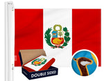 Load image into Gallery viewer, G128 Peru (Peruvian) Flag  3x5 feet  Double Sided Embroidered 210D Indoor/Outdoor, Brass Grommets, Heavy Duty Polyester