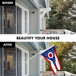 Load image into Gallery viewer, G128 Combo Pack: 5 Ft Tangle Free Aluminum Spinning Flagpole (White) &amp; Ohio OH State Flag 2.5x4 Ft, StormFlyer Series Embroidered 220GSM Spun Polyester  Pole with Flag Included