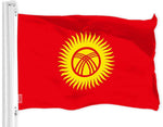 Load image into Gallery viewer, Kyrgyzstan Kyrgyz Flag 3x5 Ft  Printed 150D Polyester Indoor/Outdoor, Vibrant Colors, Brass Grommets, Quality Polyester, Much Thicker More Durable Than 100D 75D Polyester