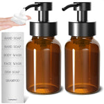 Load image into Gallery viewer, 2Pcs Amber Glass Foaming Soap Dispenser   8.5 oz Amber Glass Soap Dispenser with Pump Compatible with Hand Soap Dish Soap Shampoo and Gel Durable Stylish &amp; Refillable for Bathroom and Kitchen