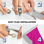 Load image into Gallery viewer, G128 Combo Pack: 5 Ft Tangle Free Aluminum Spinning Flagpole (Silver) &amp; Solid Pink Color Flag 2.5x4 Ft, LiteWeave Pro Series Printed 150D Polyester  Pole with Flag Included