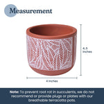 Load image into Gallery viewer, 4 Inch Terracotta Pot with White Leaf Pattern Boho Ceramic Planter Clay Pots for Indoor Plants Succulent Planter with Drainage Hole and Mesh Net Garden &amp; Home Decor
