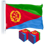 Load image into Gallery viewer, G128 10 Pack: Eritrea (Eritrean) Flag  3x5 feet  Printed 150D Indoor/Outdoor, Vibrant Colors, Brass Grommets, Quality Polyester, Much Thicker More Durable Than 100D 75D Polyester
