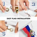 Load image into Gallery viewer, G128 Combo Pack: 6 Ft Tangle Free Aluminum Spinning Flagpole (White) &amp; Russia Russian Ensign Flag 3x5 Ft, LiteWeave Pro Series Printed 150D Polyester  Pole with Flag Included
