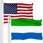 Load image into Gallery viewer, G128 Combo Pack: American USA Flag 3x5 Ft &amp; Sierra Leone Sierra Leonean Flag  Both LiteWeave Pro Series Printed 150D Polyester, Brass Grommets