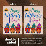 Load image into Gallery viewer, G128 Combo Pack: Garden Flag Stand Black 36 in x 16 in &amp; Garden Flag Happy Father's Day Decoration Three Gnome Fathers 12x18 DoubleSided Burlap Fabric