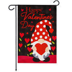 Load image into Gallery viewer, G128 Garden Flag Happy Valentine's Day Gnome Holding Red Heart 12x18 Blockout Fabric