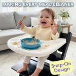 Load image into Gallery viewer, Tray Cover for Stokke Tripp Trapp High Chair Clear  Easy Clean Glossy Surface with Suction Plate Lock Perfect Snap On Fit Protects Original Tray Dishwasher Safe