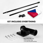 Load image into Gallery viewer, G128 Combo Pack: 6 Ft Tangle Free Spinning Flagpole (Black) &amp; Czech Republic Flag 3x5 Ft Printed 150D Polyester, Brass Grommets (Flag Included) Aluminum Flag Pole