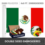 Load image into Gallery viewer, G128 Combo Pack: American USA Flag ToughWeave Series 4x6 Ft Single Sided &amp; Mexico Mexican Flag Double Sided 4x6 Ft Double ToughWeave Series  Both Embroidered Polyester, Brass Grommets