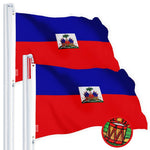 Load image into Gallery viewer, G128 2 Pack: Haiti Haitian Flag  2x3 Ft  StormFlyer Series Embroidered 220GSM Spun Polyester  Country Flag, Embroidered Design, Indoor/Outdoor, Brass Grommets, Heavy Duty, All Weather