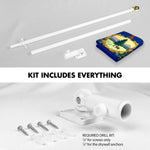 Load image into Gallery viewer, G128 Combo Pack: 6 Ft Tangle Free Aluminum Spinning Flagpole (White) &amp; Vermont VT State Flag 3x5 Ft, LiteWeave Pro Series Printed 300D Polyester  Pole with Flag Included