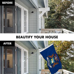 Load image into Gallery viewer, G128 Combo Pack: 6 Ft Tangle Free Aluminum Spinning Flagpole (Silver) &amp; Michigan MI State Flag 3x5 Ft, ToughWeave Series Embroidered 300D Polyester  Pole with Flag Included