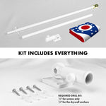 Load image into Gallery viewer, G128 Combo Pack: 5 Ft Tangle Free Aluminum Spinning Flagpole (White) &amp; Ohio OH State Flag 2.5x4 Ft, StormFlyer Series Embroidered 220GSM Spun Polyester  Pole with Flag Included