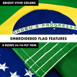 Load image into Gallery viewer, G128 Combo Pack: 6 Ft Tangle Free Aluminum Spinning Flagpole (Black) &amp; Brazil Brazilian Flag 3x5 Ft, Double ToughWeave Series Double Sided Embroidered 210D Polyester  Pole with Flag Included