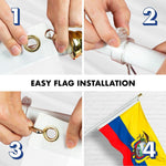 Load image into Gallery viewer, G128 Combo Pack: 6 Ft Tangle Free Spinning Flagpole (White) &amp; Ecuador Flag 3x5 Ft Printed 150D Polyester, Brass Grommets (Flag Included) Aluminum Flag Pole