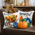 Load image into Gallery viewer, Fall Decoration Pumpkin Thankful Waterproof Throw Pillow 18 x 18 in Set of 4, Beautiful Cushion Covers for Autumn Thanksgiving Sofa Couch Decoration, Pillow Insert Included