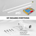 Load image into Gallery viewer, G128 Combo Pack: 6 Ft Tangle Free Aluminum Spinning Flagpole (White) &amp; New Jersey NJ State Flag 3x5 Ft, LiteWeave Pro Series Printed 300D Polyester  Pole with Flag Included