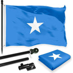 Load image into Gallery viewer, Flag Pole 6FT Black Tangle Free &amp; Somalia Somalian Flag 3x5 Ft Combo Printed 150D Polyester By G128