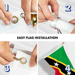 Load image into Gallery viewer, G128 Combo Pack: 6 Ft Tangle Free Aluminum Spinning Flagpole (White) &amp; Saint Kitts and Nevis Flag 3x5 Ft, LiteWeave Pro Series Printed 150D Polyester  Pole with Flag Included