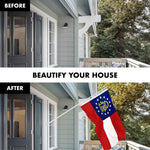 Load image into Gallery viewer, G128 Combo Pack: 6 Ft Tangle Free Spinning Flagpole (White) &amp; Georgia Flag 3x5 Ft Embroidered 220GSM Spun Polyester, Brass Grommets (Flag Included) Aluminum Flag Pole