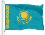 Load image into Gallery viewer, G128 Combo Pack: American USA Flag 3x5 Ft &amp; Kazakhstan Kazakhstani Flag  Both LiteWeave Pro Series Printed 150D Polyester, Brass Grommets