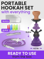 Load image into Gallery viewer, Hookah Purple Complete Set   Hookah Set 2 Hose Hookah – LilOne 12” Mini Hookah
