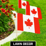 Load image into Gallery viewer, G128 50 Pack Handheld Canada Canadian Stick Flags  12x18 In  Printed 150D Polyester, Country Flag, Solid Wooden Stick, Spear Gold Tip