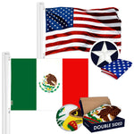 Load image into Gallery viewer, Combo Pack: USA American Flag 3x5 Ft Embroidered Stars &amp; Mexico Flag 3x5 Ft Embroidered Double Sided 3ply