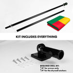 Load image into Gallery viewer, G128 Combo Pack: 6 Ft Tangle Free Aluminum Spinning Flagpole (Black) &amp; Benin Beninese Flag 3x5 Ft, LiteWeave Pro Series Printed 150D Polyester  Pole with Flag Included