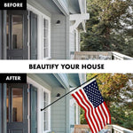 Load image into Gallery viewer, Combo Pack: 6 Feet Tangle Free Spinning Flagpole (Black) USA American Flag 3x5 ft Printed 150D Brass Grommets (Flag Included) Aluminum Flag Pole