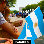 Load image into Gallery viewer, G128 30 Pack Handheld Argentina Argentinian Stick Flags  12x18 In  Printed 150D Polyester, Country Flag, Solid Wooden Stick, Spear Gold Tip