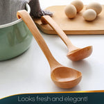 Load image into Gallery viewer, Bamboo Soup Ladle – Wooden Serving Spoon with Long Handle – Olive Wood Cooking Utensil – Durable &amp; Natural Kitchen Tool