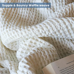 Load image into Gallery viewer, The Fine Living Co. 100% Cotton Waffle Weave Throw Blanket Lightweight Soft and Breathable Throw Blanket for All Season Skin Friendly Blanket for Couch Bed Sofa 50”x70” inches Ivory