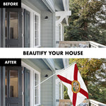 Load image into Gallery viewer, G128 Combo Pack: 6 Ft Tangle Free Aluminum Spinning Flagpole (White) &amp; Florida FL State Flag 3x5 Ft, StormFlyer Series Embroidered 220GSM Spun Polyester  Pole with Flag Included