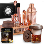 Load image into Gallery viewer, Bartender Kit with Bamboo Stand Bar Set with Cocktail Shaker Bartending Kit with Essential Bar Accessory Tools 13 pcs Pink Gold